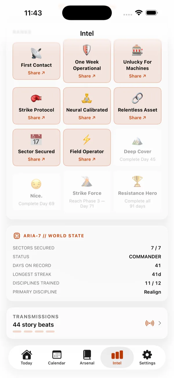 Forge90 badges screen